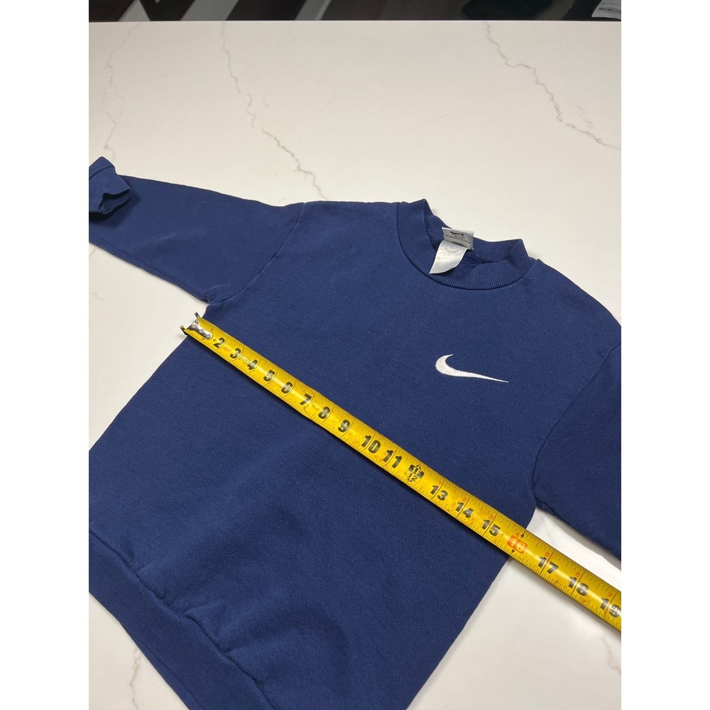 90s Nike Sweatshirt Kids Navy Vintage Made in USA Embroidered Swoosh Small 8 - Picture 5 of 6